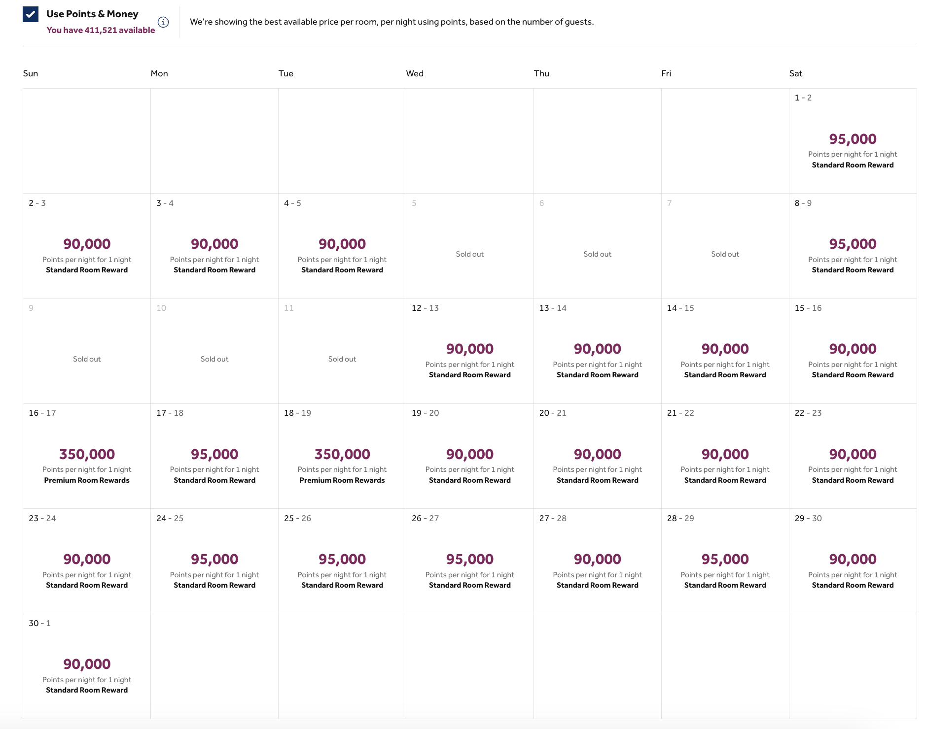 Waldorf Astoria Orlando award calendar
